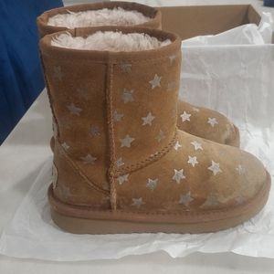 Toddler Size 11 Chestnut Ugg Boots with gold stars